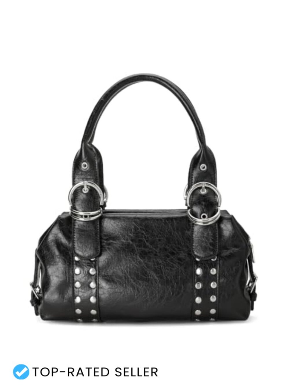 Y2K Studded Vegan Leather Shoulder Purse with Adjustable Strap